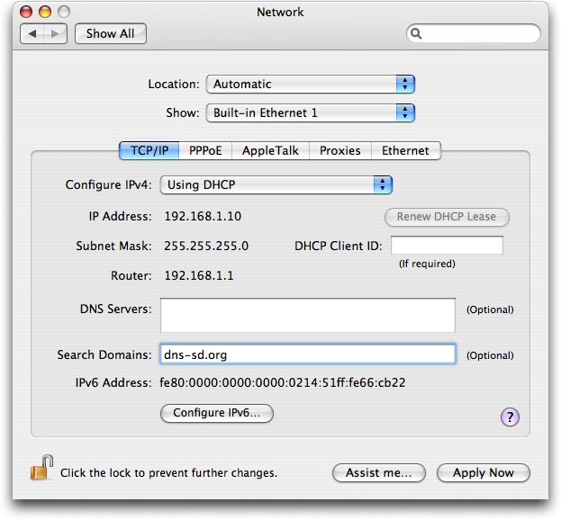 mac network settings search domains